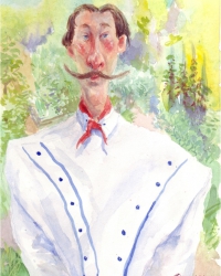 top chef in his herb garden