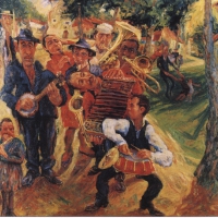 The devils band arrives in a small town square